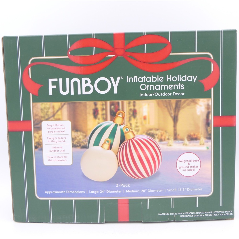 FUNBOY Inflatable Holiday Ornaments Decor Weighted Bases 3-Pack 16.5" 20" & 24"